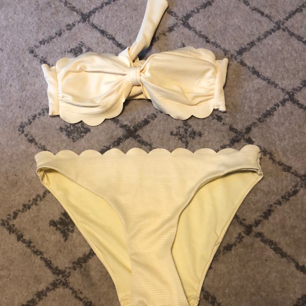 yellow scalloped bandeau bikini